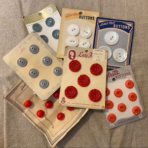 Lot of Vintage Buttons on Cards, for Your Craft, Knitting or Sewing Projects